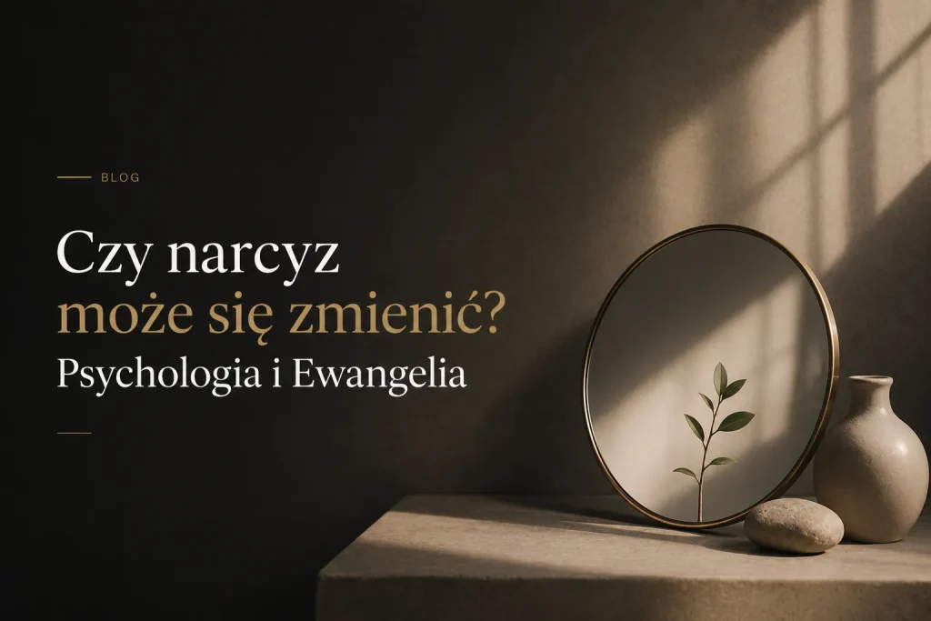 Minimalistyczny obraz hero o zmianie narcystycznych zachowań i wewnętrznej przemianie