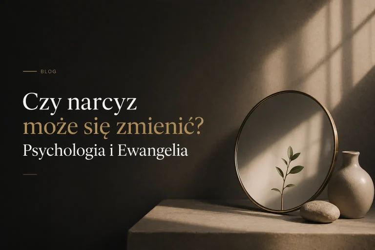 Minimalistyczny obraz hero o zmianie narcystycznych zachowań i wewnętrznej przemianie