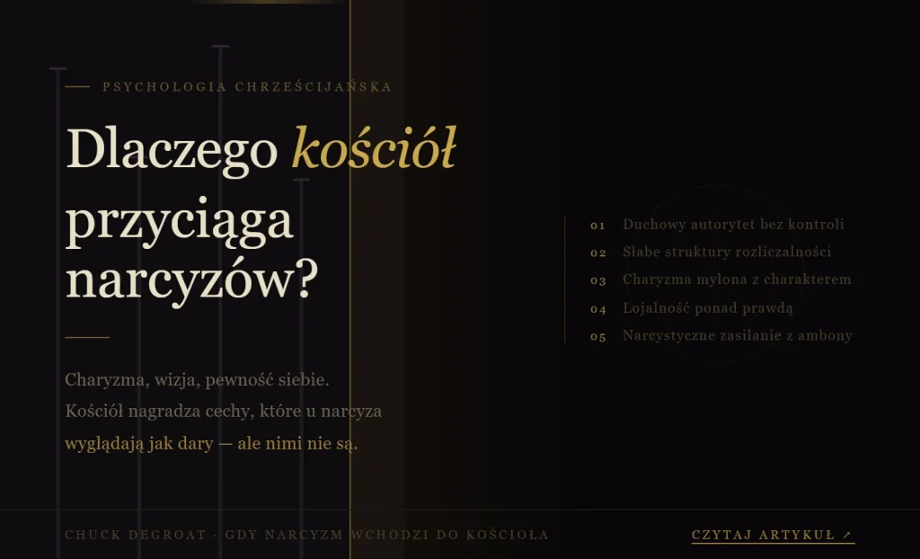 Dlaczego kościół przyciąga narcystycznych liderów – i co możemy z tym zrobić